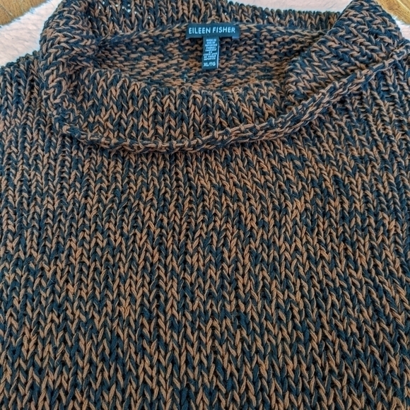 eileen FISHER funnel neck top marled knit sweater cowl mock neck nutmeg xl - Picture 7 of 12